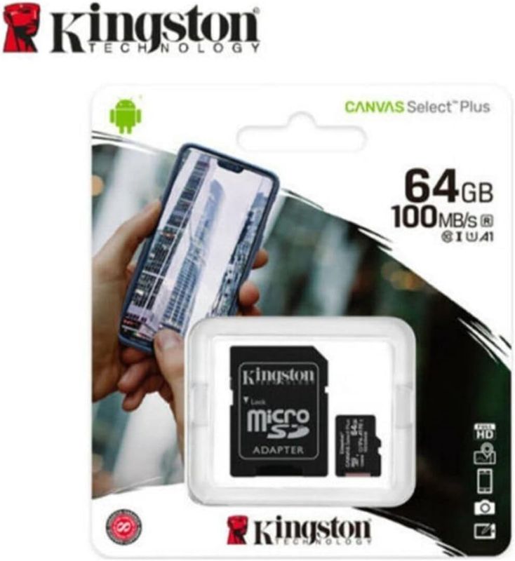 Kingston 64GB micSDXC Canvas Select Plus 100R A1 C10 Card + ADP (SDCS2/64GB)