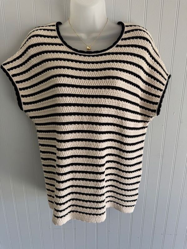 Stripe Short Sleeve Sweater