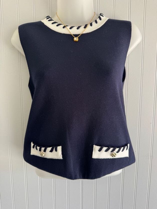 Contrast Stitch Piping Sweater