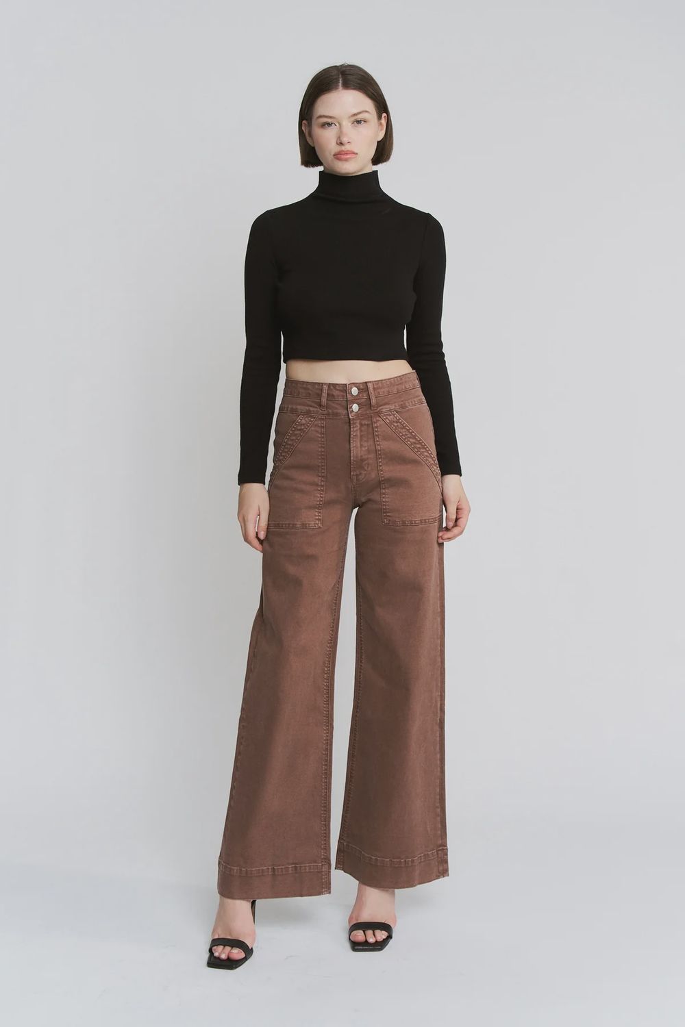 SHR Double Band Wide Leg Brown