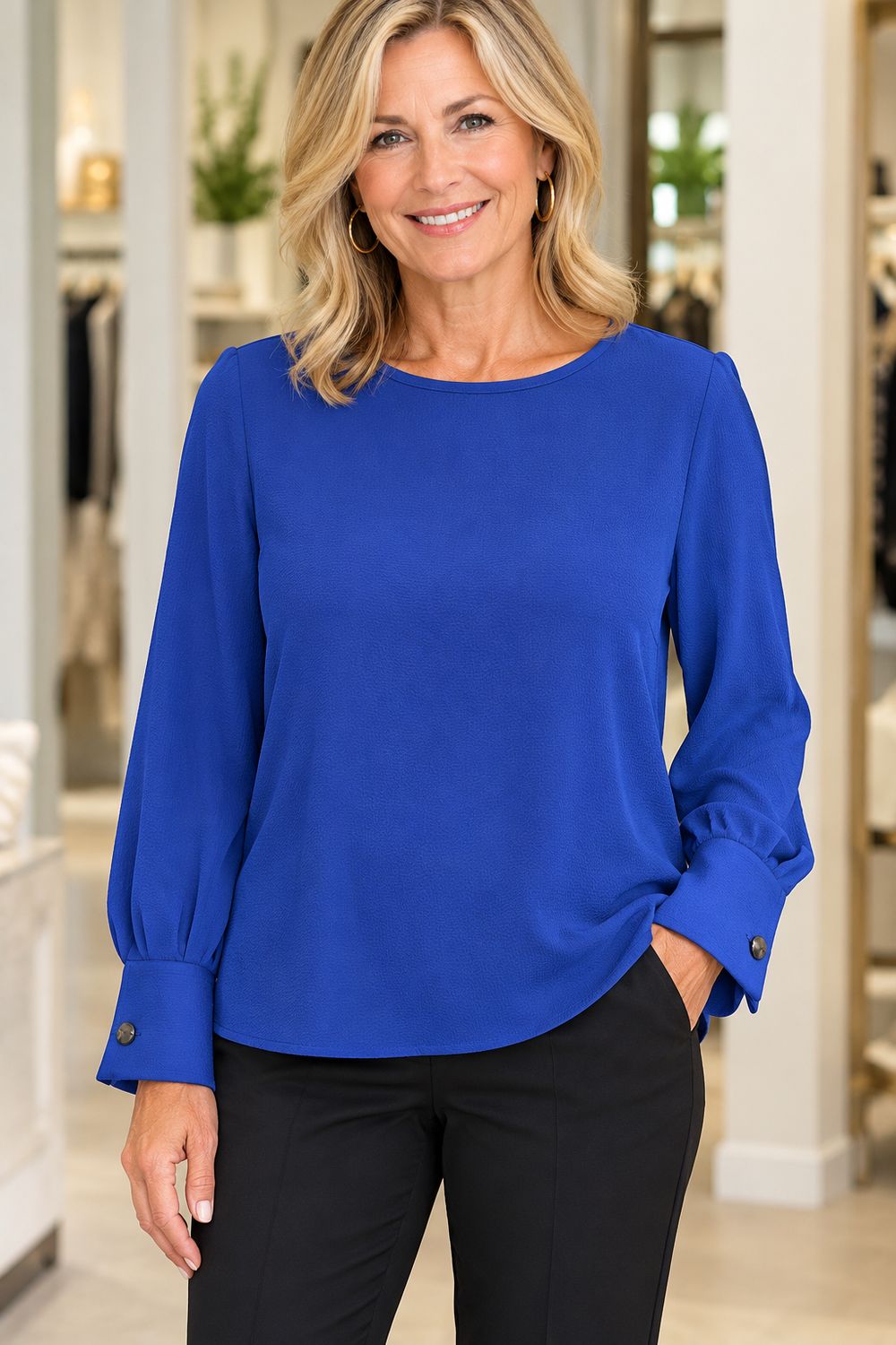 Marietta French Cuff Blouse Royal