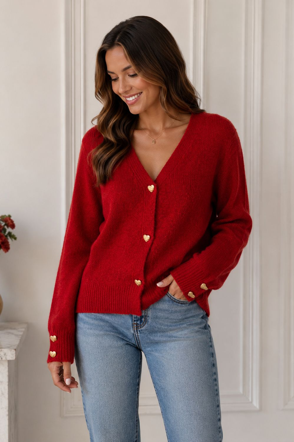 Crimson Heart Cardigan Red
