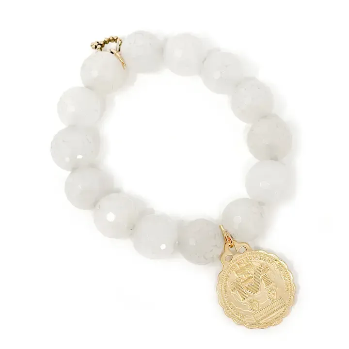 White Jade Bracelet with Medal
