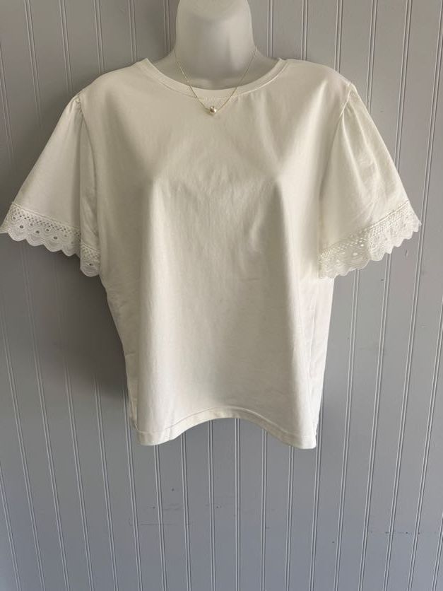 Ladies Knitted Tee Off White