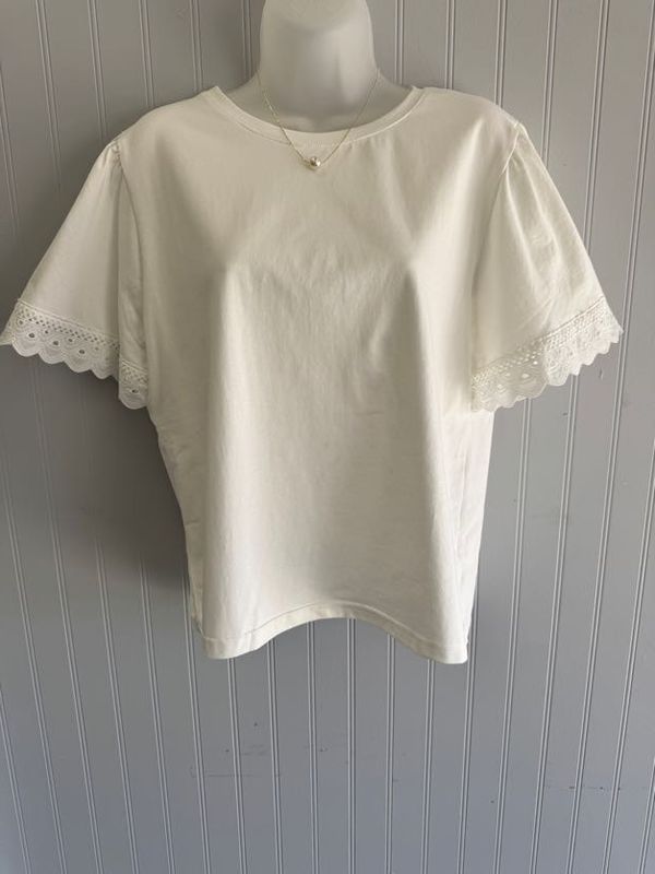 Ladies Knitted Tee Off White