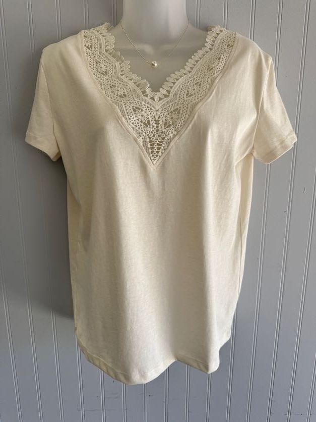 Ladies Knitted Tee Cream