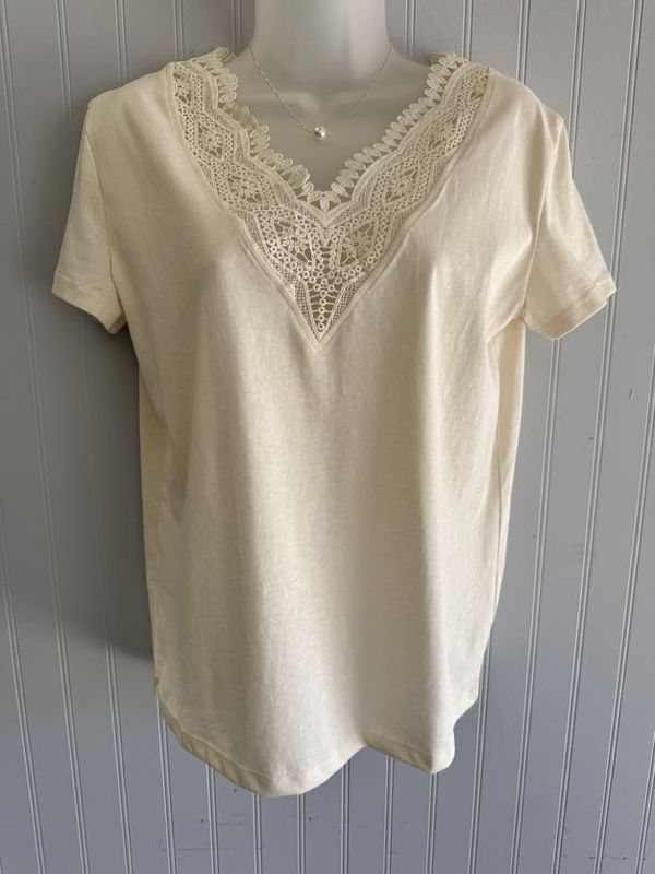 Ladies Knitted Tee Cream