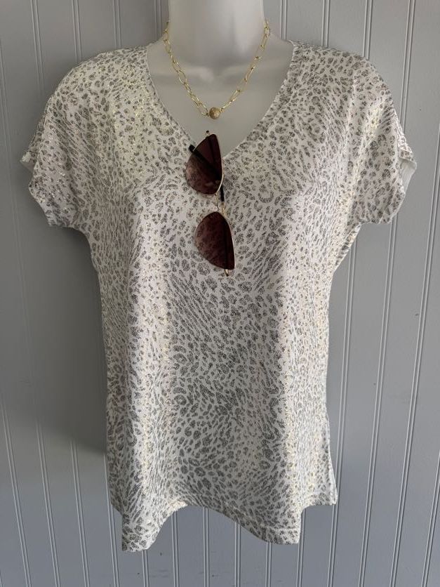 Ladies Knitted Tee Off White Print