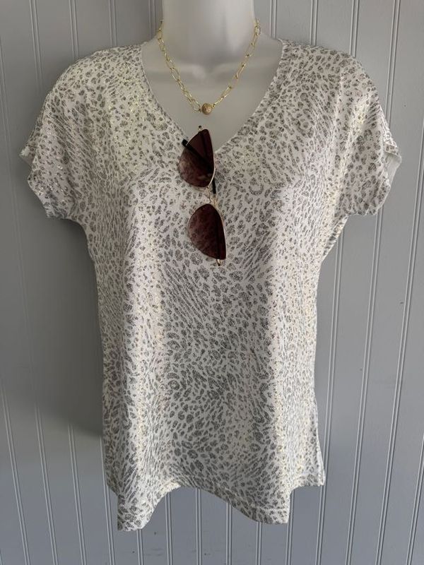 Ladies Knitted Tee Off White Print