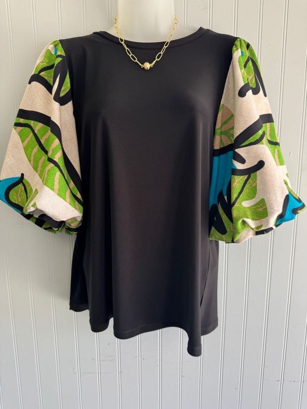 Black Top with Lime/Aqua