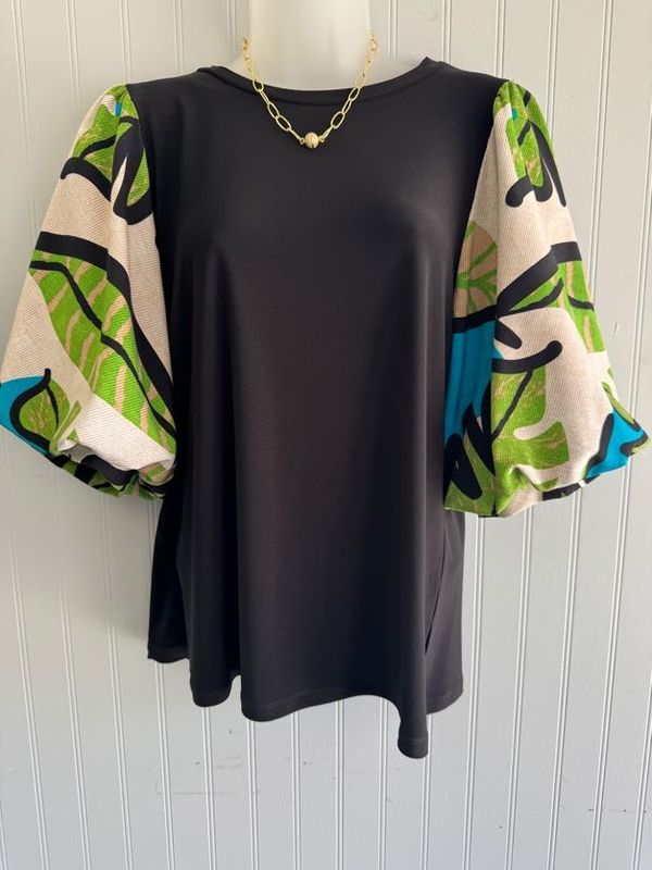 Black Top with Lime/Aqua