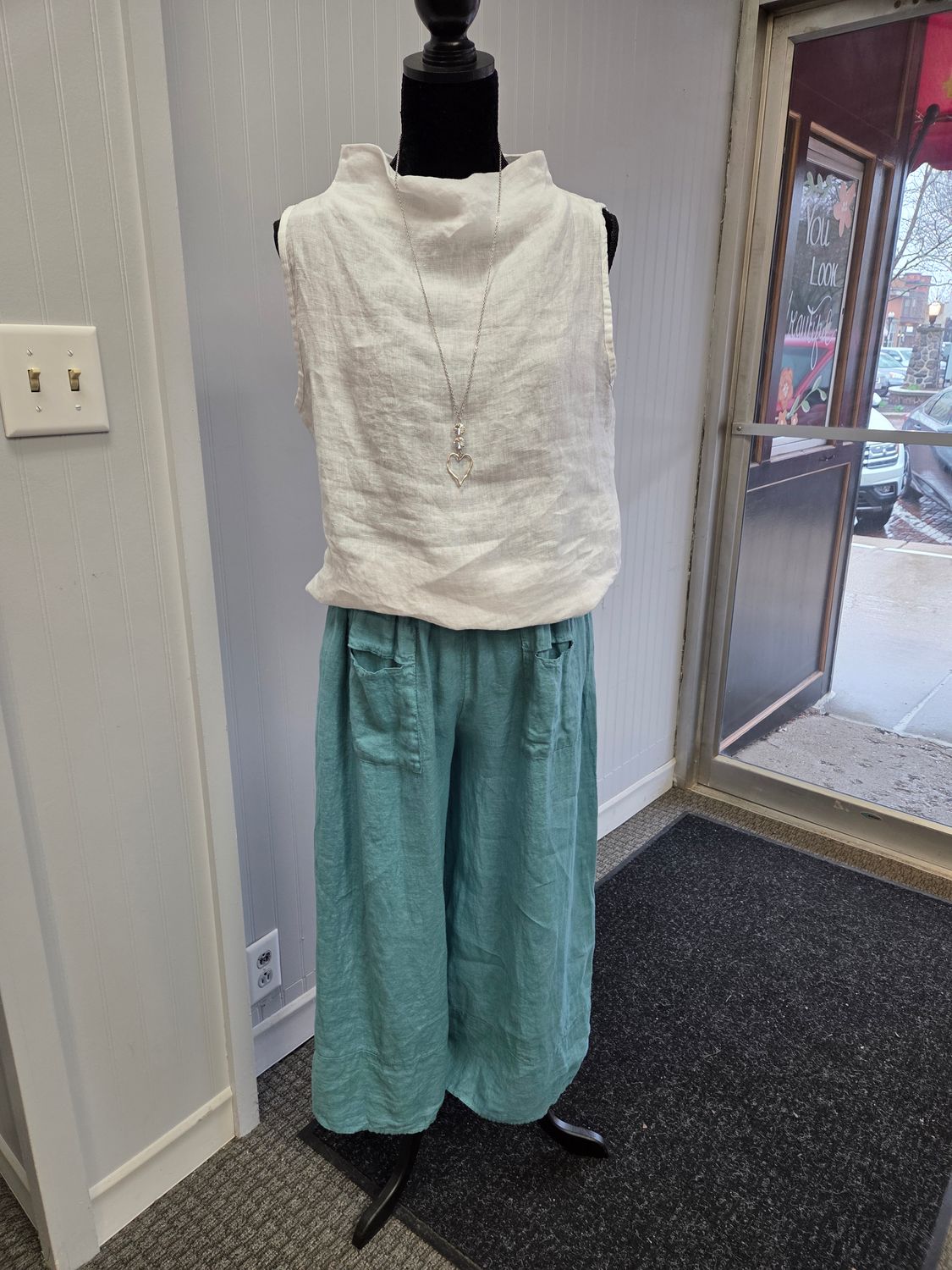 White Drawstring Hem Top