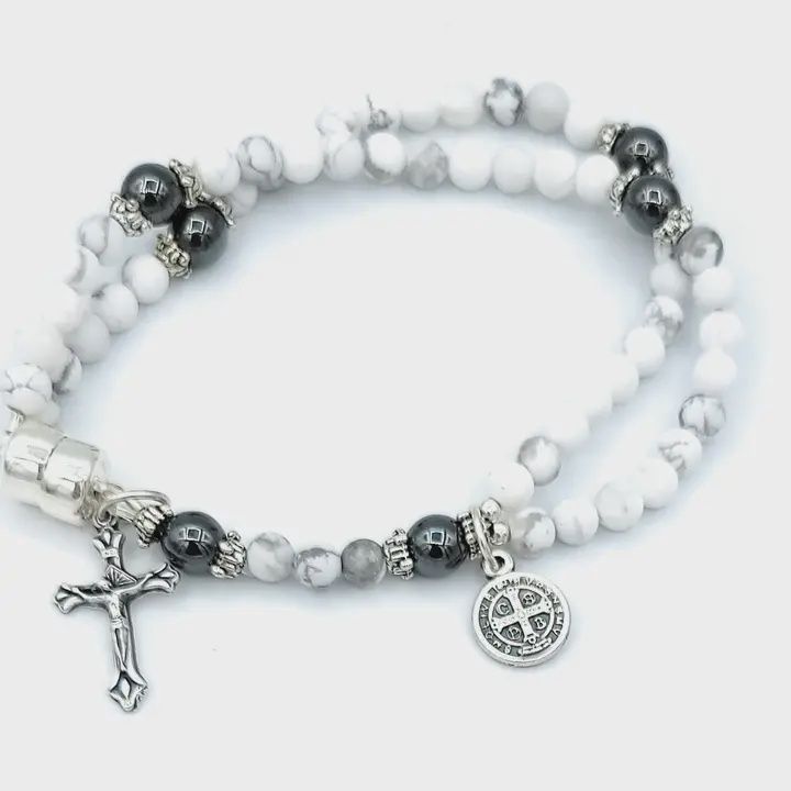 Frosted Howlite Wrist Rosary