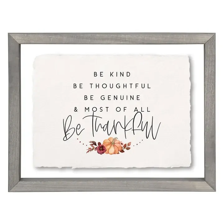 Kind, Thoughtful, Thankful Framed Art