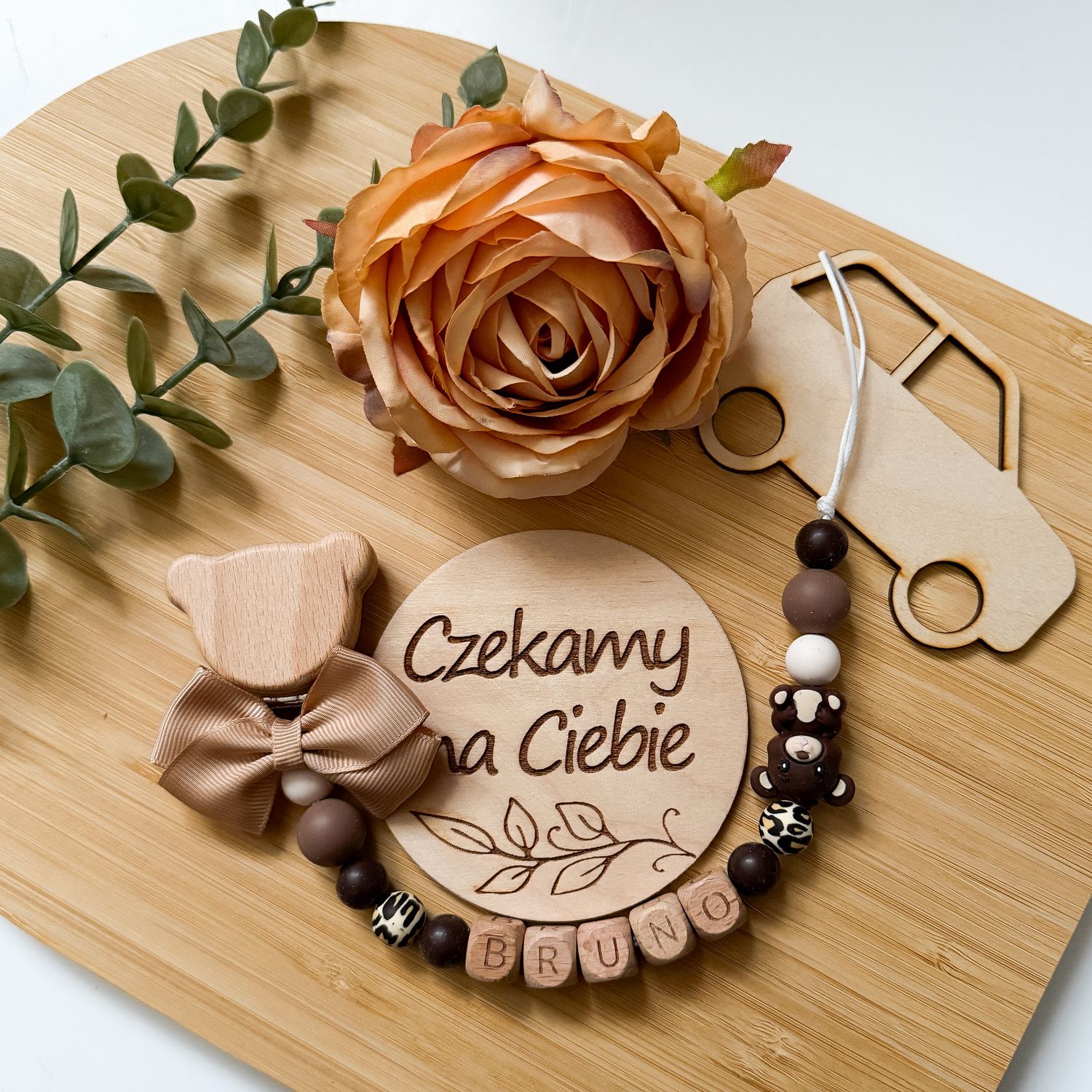 Zawieszka do smoczka miś panterka