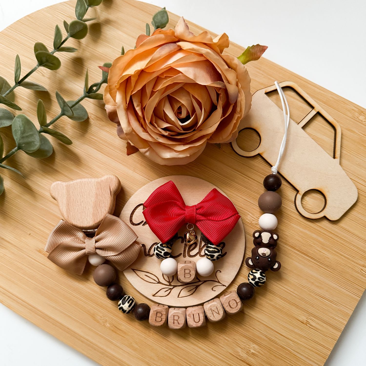 Zawieszka i broszka miś panterka