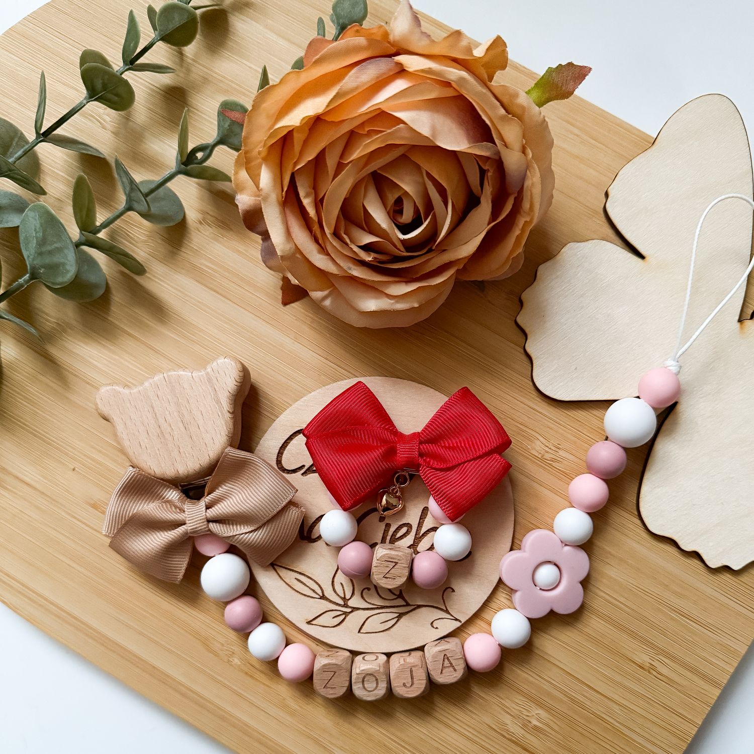 Zawieszka i broszka różowy kwiatek