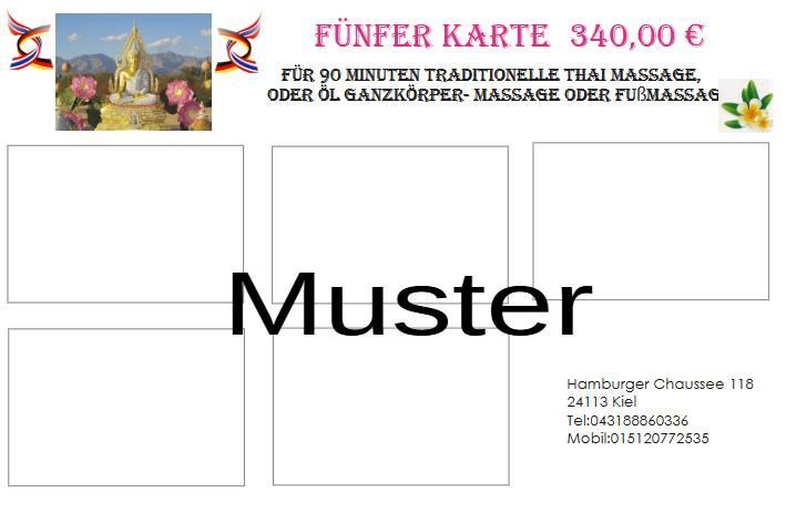 5er Karte Aroma ÖL-Massage    30 Min.