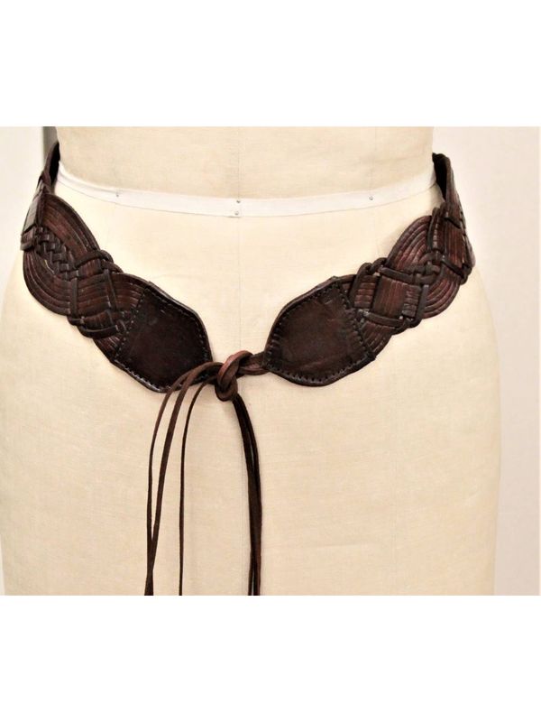 Brown Leather Tie Belt