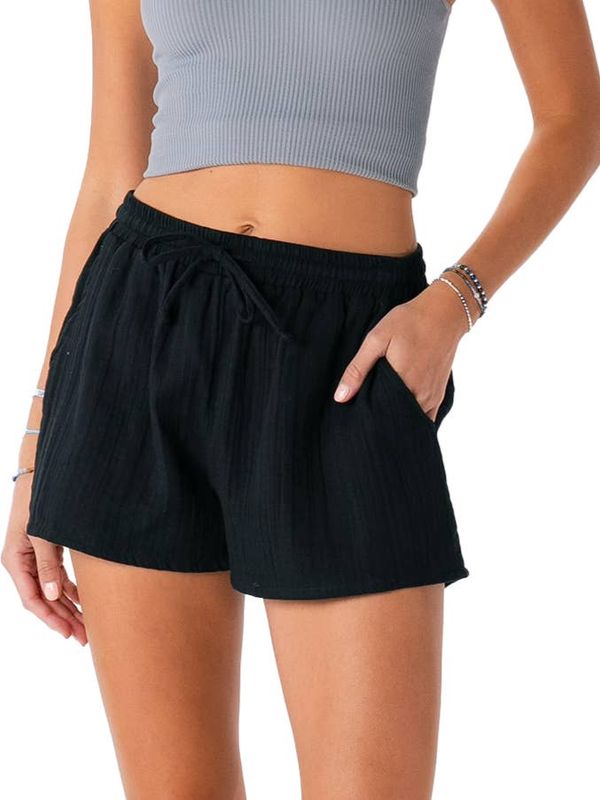 Black Cotton Cabana Shorts