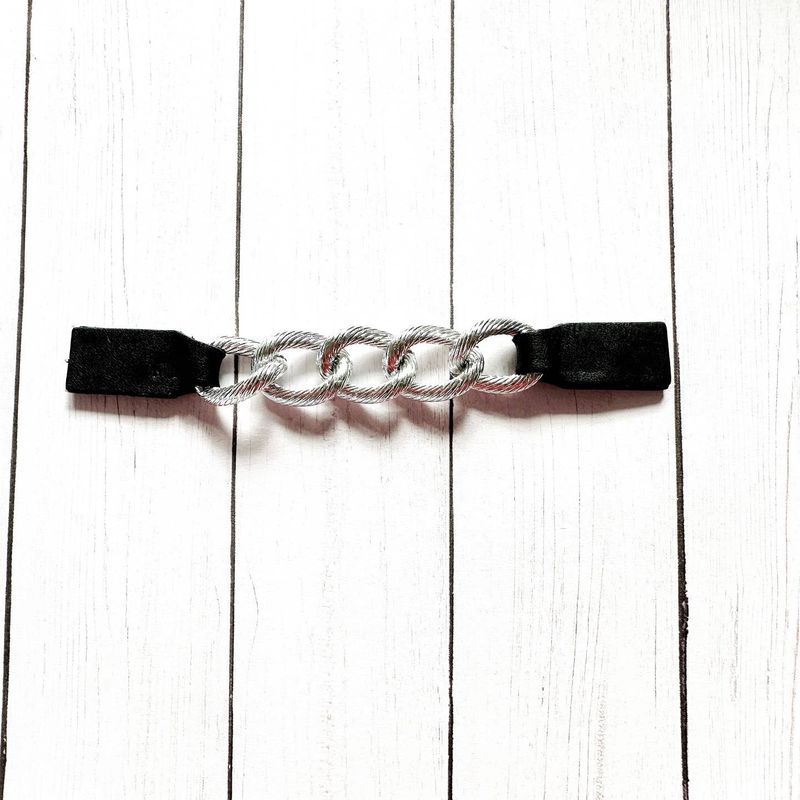 Silver Chain &amp; Black Leather Dress &amp; Cardigan Cinch Clip