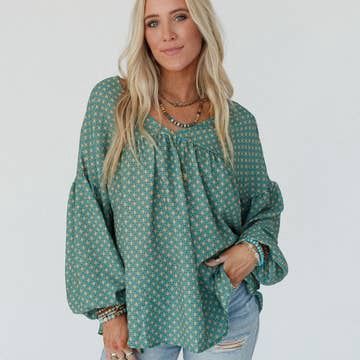 Kendrix Printed Top - Teal