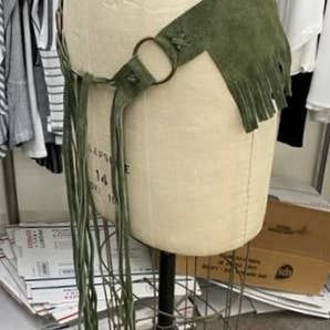 Natural Leather Green/Gold Belt