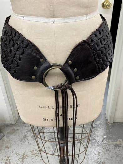 Wide Leather Belt Woven