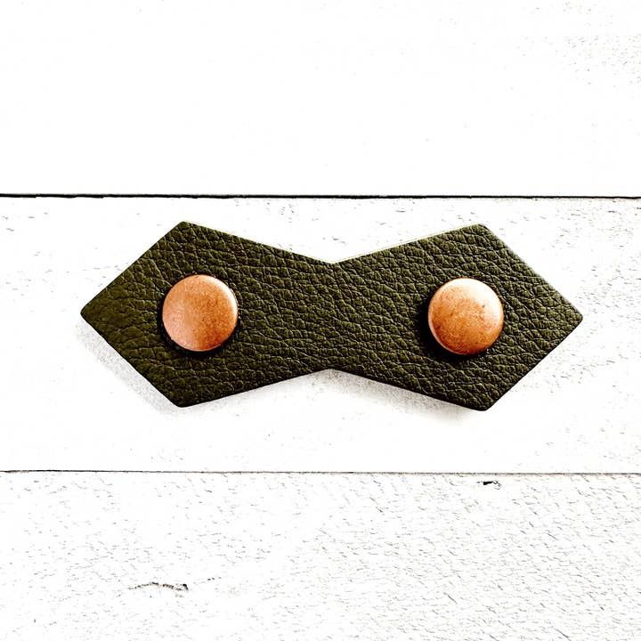 Green Leather Copper Stud Hardware