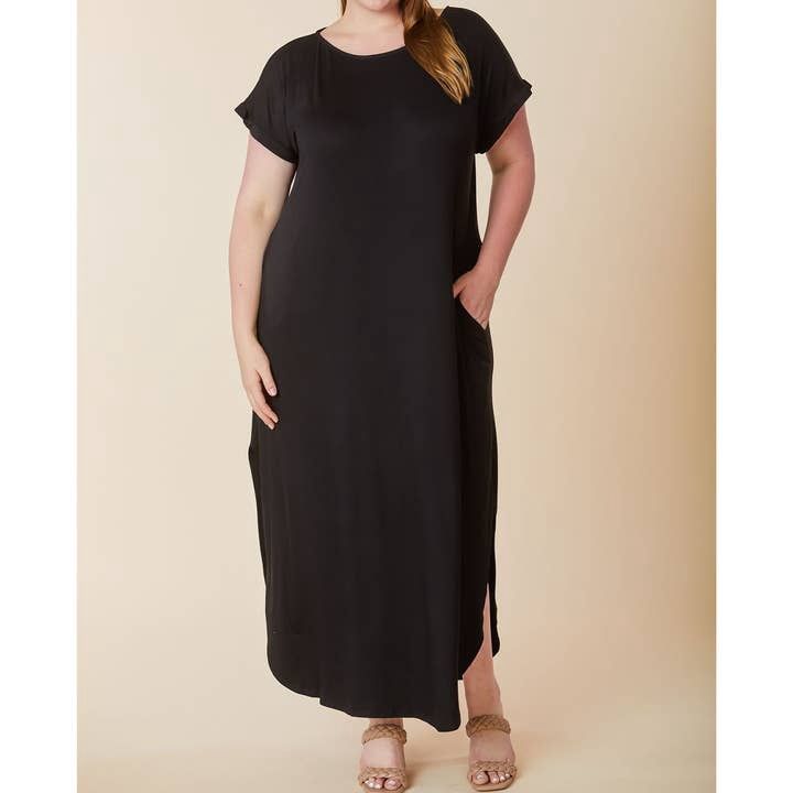 Bamboo Maxi Dress Plus Size - Black