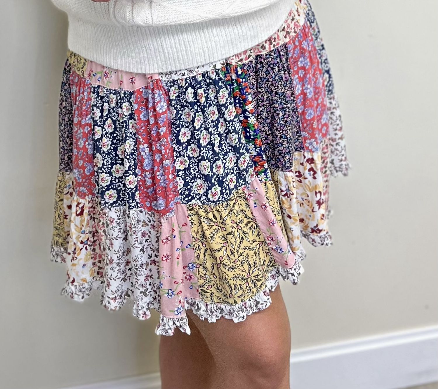 Mini Skirt, Tiered and Patch Work
