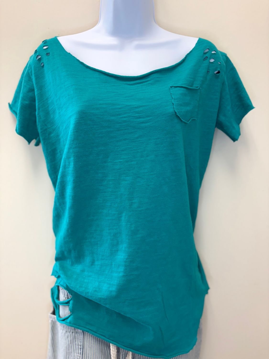 Teal Rip Tattered Shirt