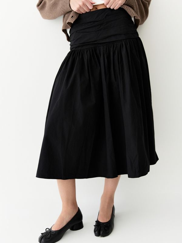 The Mariana Skirt Volume Skirt with Wrap Waist Detail-BLACK