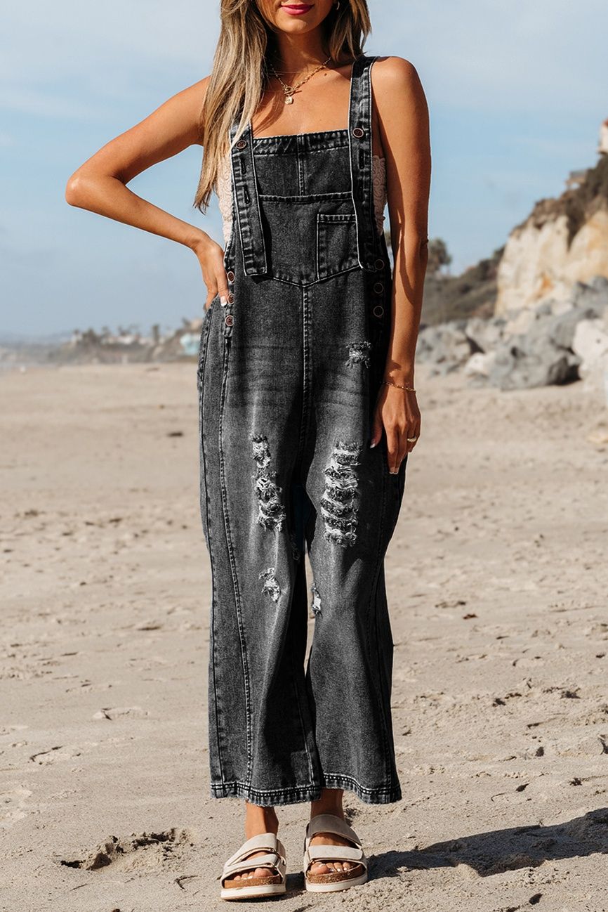 Distressed Overall, Color: Black, Size: L