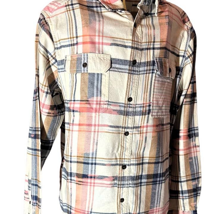 Handmade Bleach Washed Flannel - Pink Lips