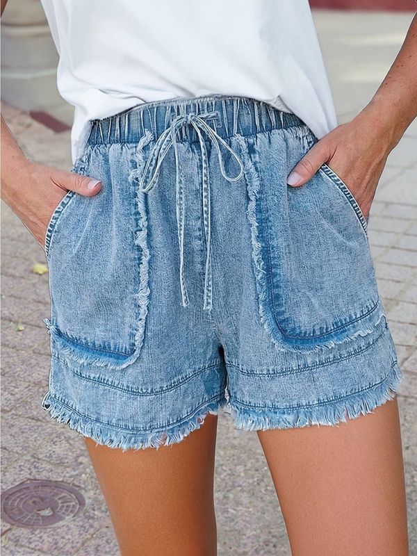 Summer Frayed Edge Casual Denim Shorts