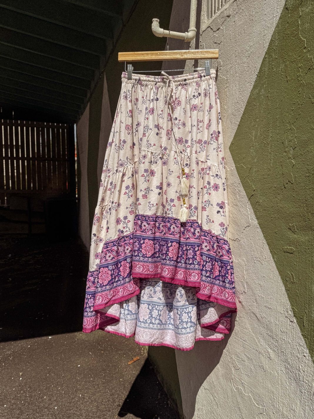 Boho Floral High Low Skirt