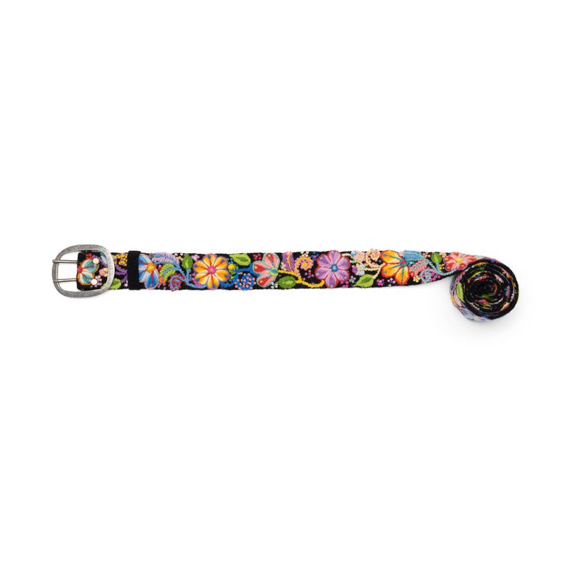 Black Floral Hand Embroidered Belt