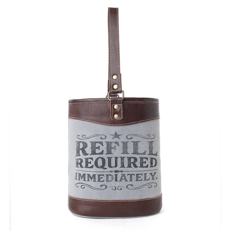 Textura Cotton &amp; Leather Wine Holder in Saddle Frost