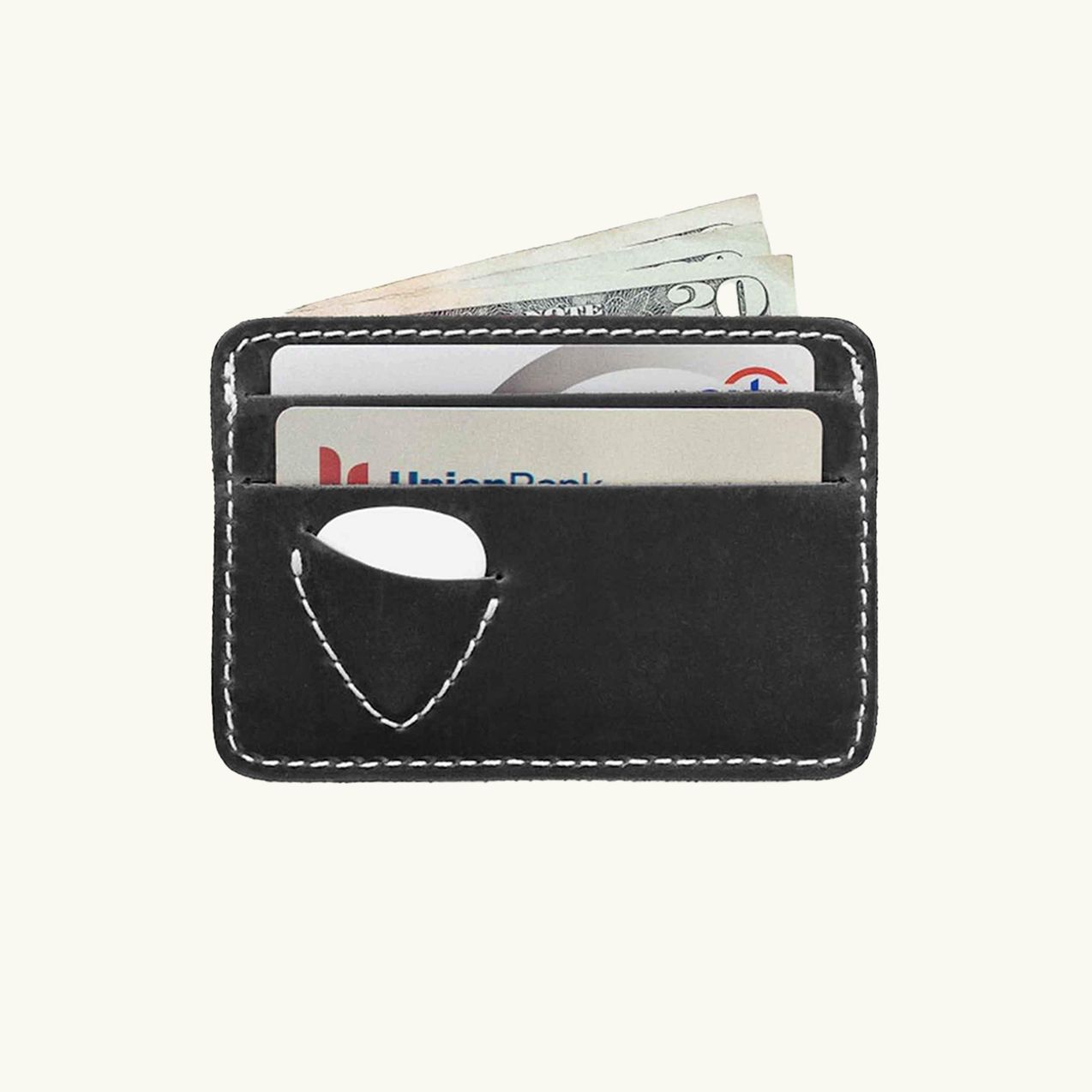 Full-Grain Leather Id Picker's Wallet, Color: Black