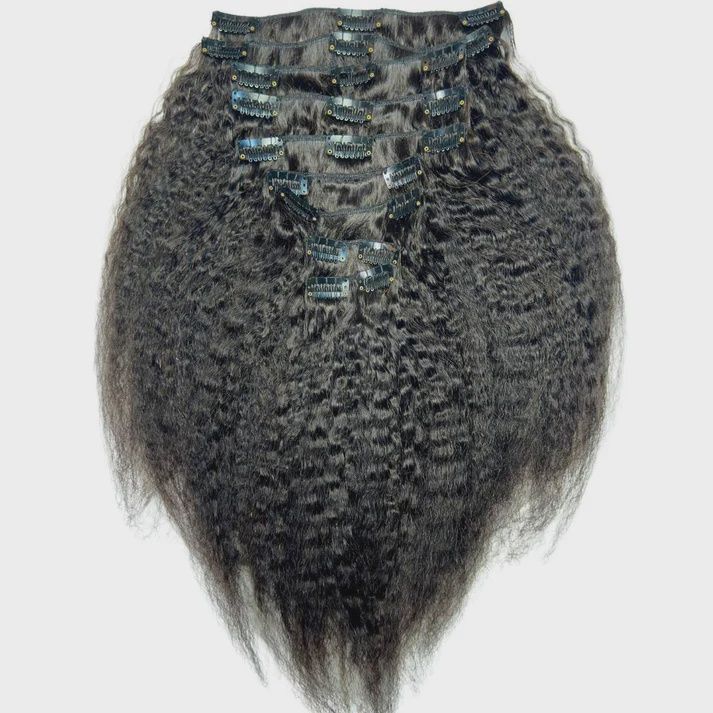 Kinky Straight Clip -In Hair Extensions, Inches: 10"