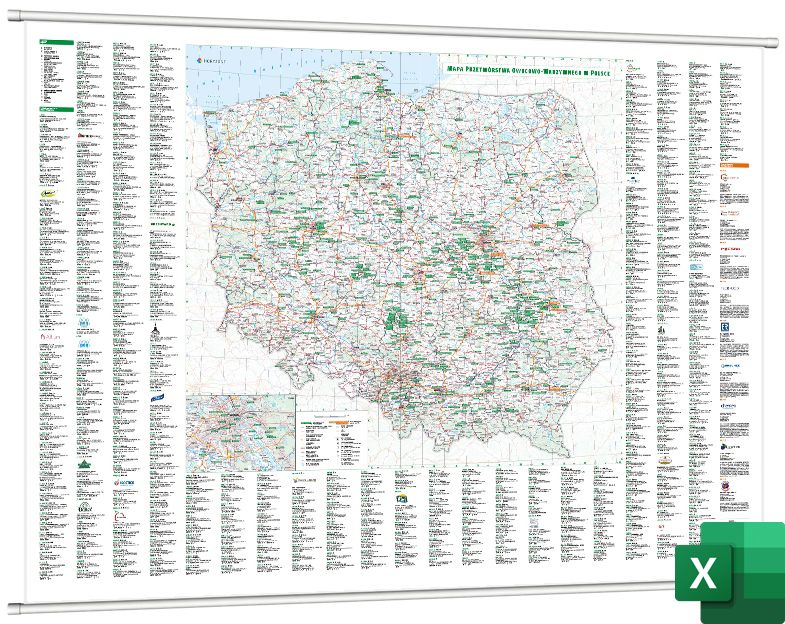 Mapa Przetwórstwa Owocowo-Warzywnego [Mapa ścienna + Baza w Excel]