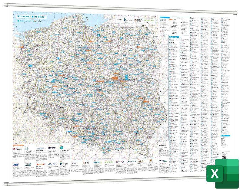 Mleczarska Mapa Polski [Mapa ścienna oraz Baza w Excel] | Dostępność kilku egzemplarzy