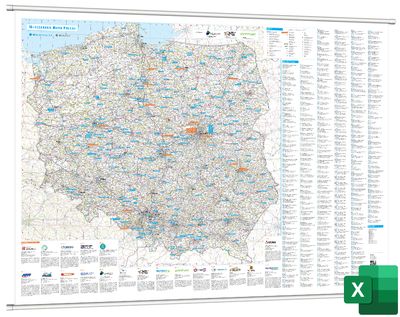 Mleczarska Mapa Polski [Mapa ścienna oraz Baza w Excel] | Dostępność kilku egzemplarzy