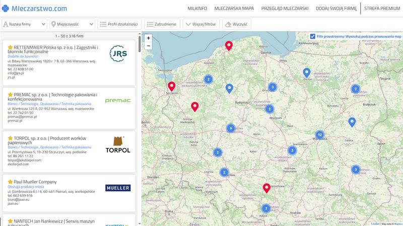 Twoja Firma na Mleczarstwo.com - Roczna prezentacja na mapie GIS