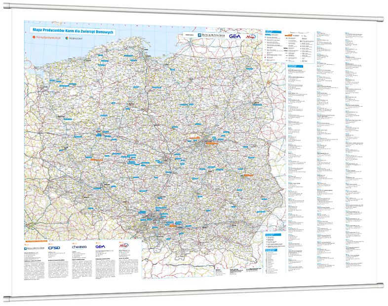 Mapa Producentów Karm dla Zwierząt Domowych [Mapa ścienna]
