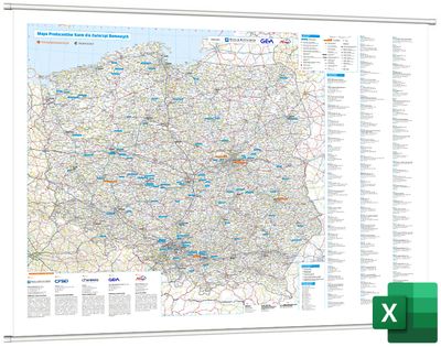 Mapa Producentów Karm dla Zwierząt Domowych [Mapa ścienna + Baza w Excel]
