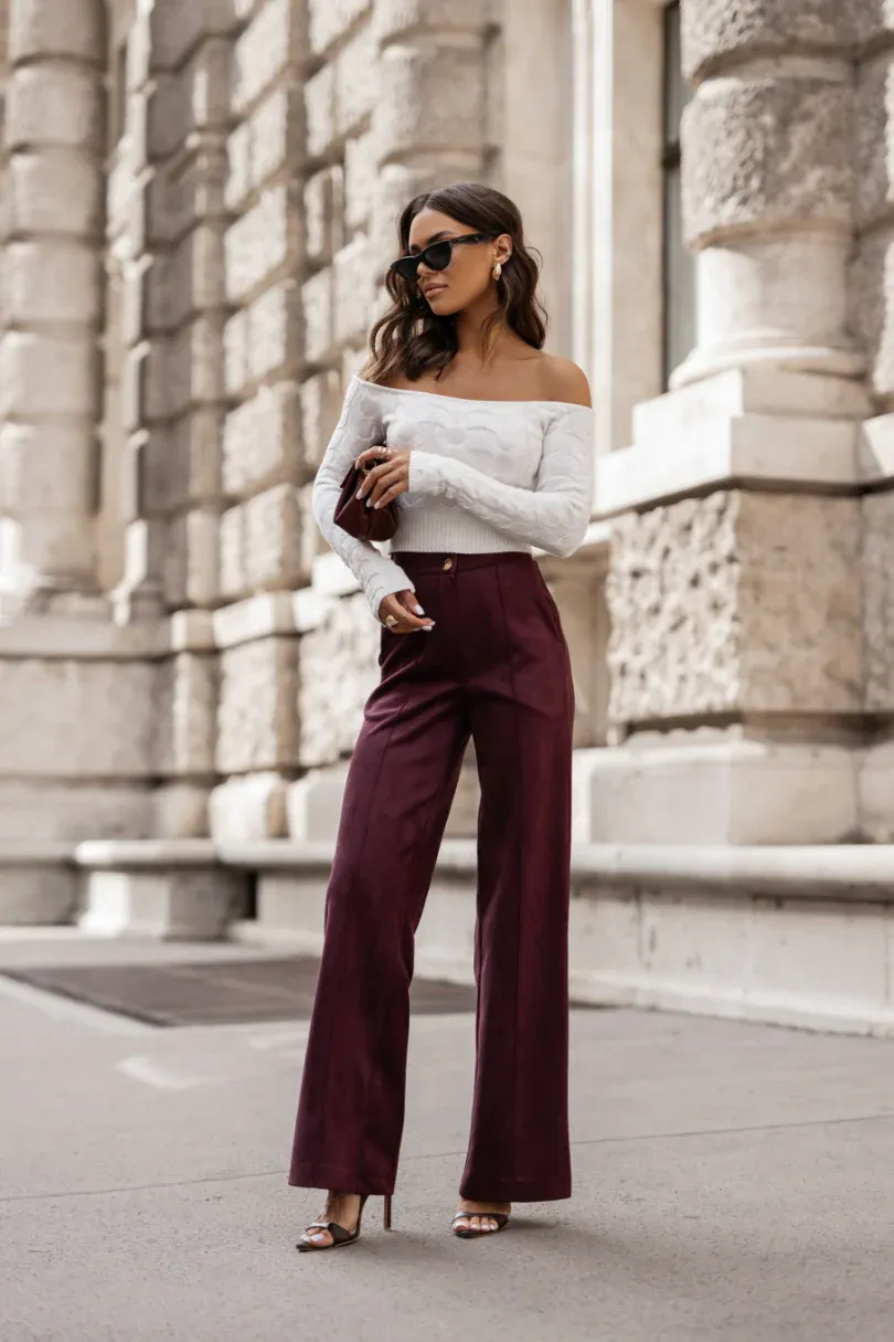 Spodnie Wide leg bordo