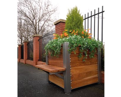 Wharf Timber Finish Square Planter with Seat