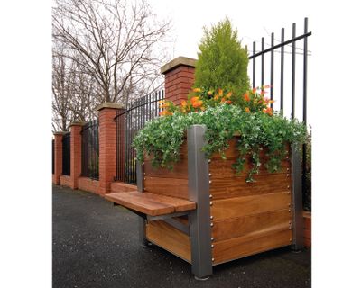 Wharf Timber Finish Square Planter with Seat Wharf Timber Finish Square Planter with Seat